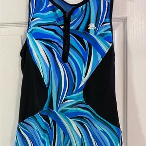 Zero exposure Blue and Black Athletic Tank Top